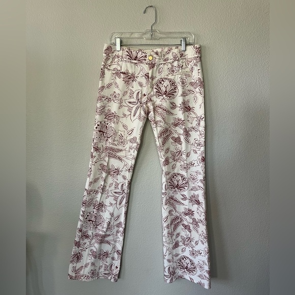 Isabel Marant White Floral Bootcut Cotton Pants Womens Size 40 FR/8 US - Picture 1 of 16